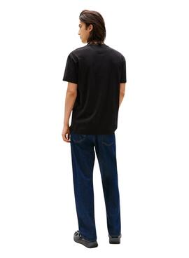 T-shirt Tommy Jeans Linear Logo Schwarz für Herren