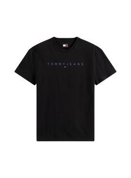 T-shirt Tommy Jeans Linear Logo Schwarz für Herren