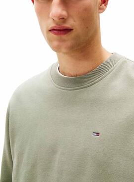 Pullover Tommy Jeans Crew grün für Herren