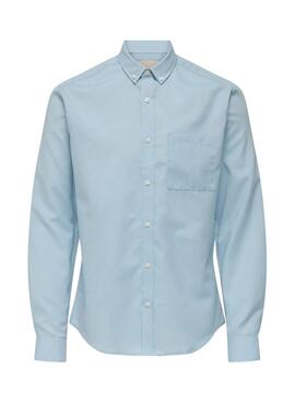Hemd Only and Sons Alvares Oxford in Blau, Slim Fit für Herren.