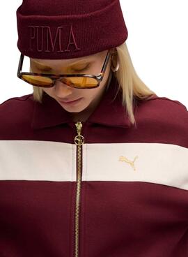 Sportjacke Puma T7 Relaxed Granat für Damen.