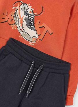 Trainingsanzug Mayoral mit orangefarbenem Siebdruck für Jungen