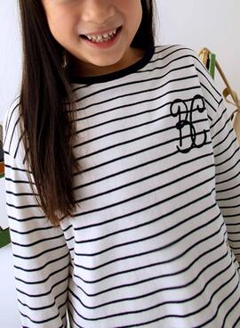 T-Shirt Mayoral gestreifte Marine für Mädchen