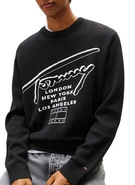 Tommy Jeans Signature schwarzes Pullover für Herren