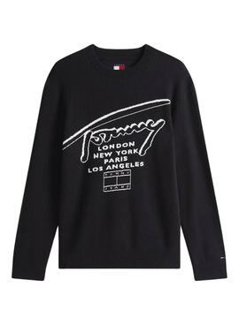 Tommy Jeans Signature schwarzes Pullover für Herren