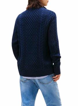 Tommy Jeans Cable Zip Jersey in Blau für Herren