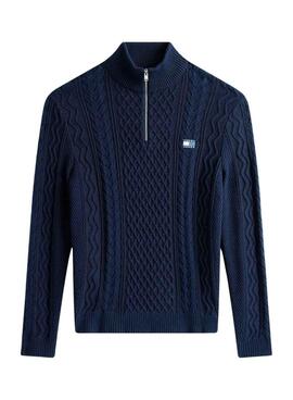 Tommy Jeans Cable Zip Jersey in Blau für Herren