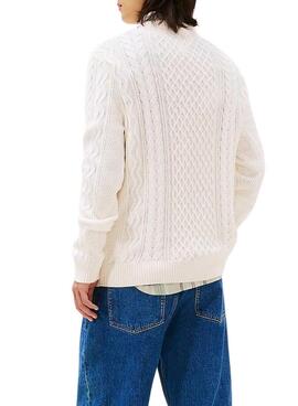 Tommy Jeans Kabelstrickpullover in Weiß für Herren.