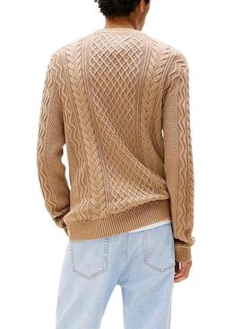 Tommy Jeans Kabelpullover in Beige für Herren.