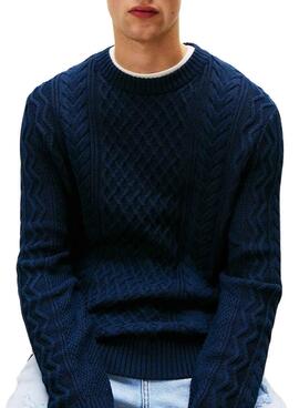 Pullover Tommy Jeans Cable in Marineblau für Herren