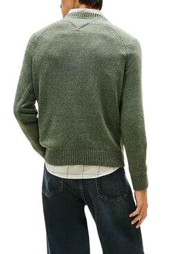 Pullover Tommy Jeans Slim Linear Logo Grün für Herren