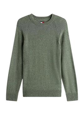 Pullover Tommy Jeans Slim Linear Logo Grün für Herren