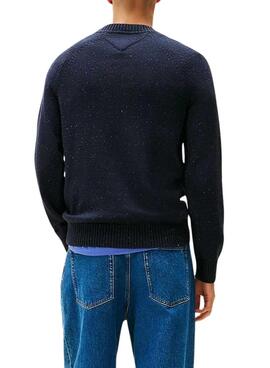 Tommy Jeans Slim Linear Logo Marineblau Jersey für Herren.