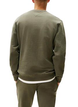 Sweatshirt Tommy Jeans Crew Flag in Grün für Herren.