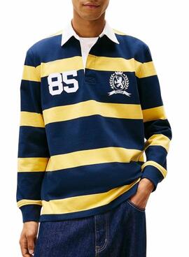 Polo Tommy Jeans Rugby blau und gelb für Herren