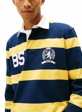 Polo Tommy Jeans Rugby blau und gelb für Herren