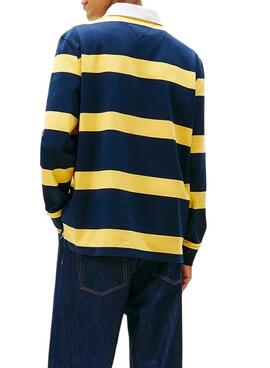 Polo Tommy Jeans Rugby blau und gelb für Herren