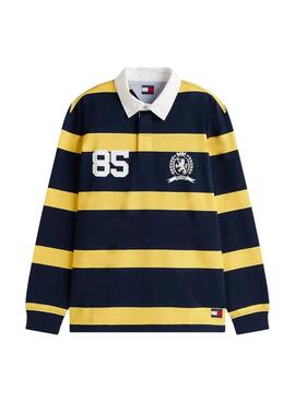 Polo Tommy Jeans Rugby blau und gelb für Herren