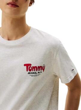 T-Shirt Tommy Jeans Font Play Grau für Herren