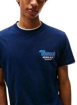 T-Shirt Tommy Jeans Font Play in Marineblau für Herren.