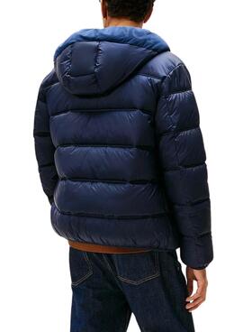 Herren-Tommy Jeans Hooded Logo-Blouson in Blau.