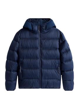 Herren-Tommy Jeans Hooded Logo-Blouson in Blau.