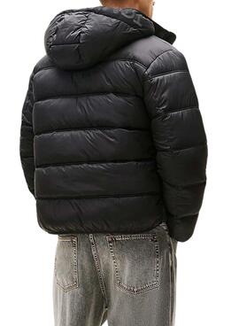 Jacke Tommy Jeans Hooded Logo Schwarze für Herren