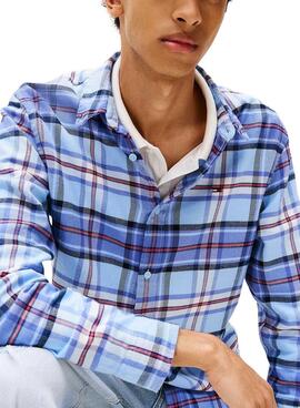 Hemd Tommy Jeans Flanell blau für Herren