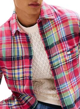 Tommy Jeans Utility Flanellhemd in Pink für Herren