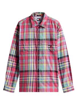 Tommy Jeans Utility Flanellhemd in Pink für Herren