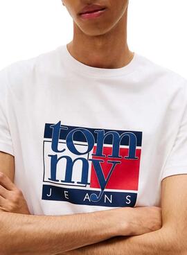 T-Shirt Tommy Jeans Flag in Weiß für Herren