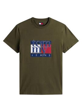 T-Shirt Tommy Jeans Flag Grün für Herren