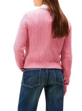 Tommy Jeans Cable Pullover in Rosa für Damen