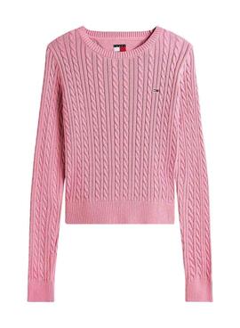 Tommy Jeans Cable Pullover in Rosa für Damen