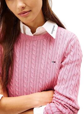 Tommy Jeans Cable Pullover in Rosa für Damen