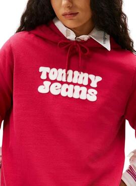 Tommy Jeans Logo roter Pullover für Damen.