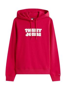 Tommy Jeans Logo roter Pullover für Damen.