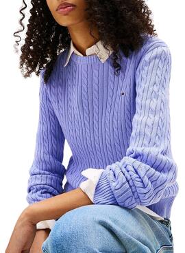 Tommy Jeans Cable-Strickpullover in Blau für Damen