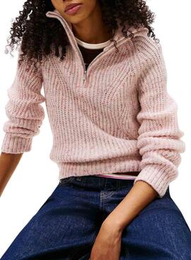 Tommy Jeans Zip Pink Pullover für Damen.