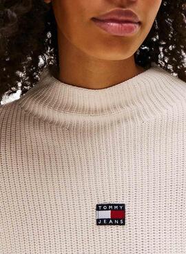 Tommy Jeans Mockneck weißer Pullover für Damen.