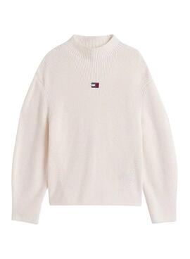 Tommy Jeans Mockneck weißer Pullover für Damen.