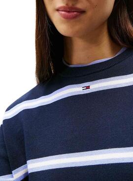 Tommy Jeans gestreifter Marineblauer Pullover für Damen