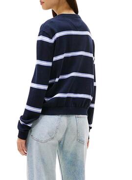 Tommy Jeans gestreifter Marineblauer Pullover für Damen