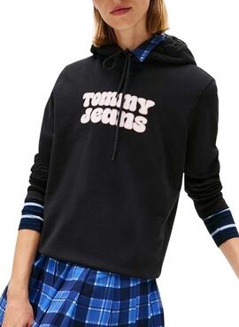 Pullover Tommy Jeans Logo Schwarz für Damen