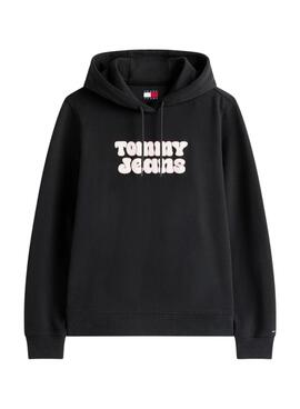 Pullover Tommy Jeans Logo Schwarz für Damen