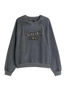 Tommy Jeans Boxy Leopard Graue Damen-Sweatshirt
