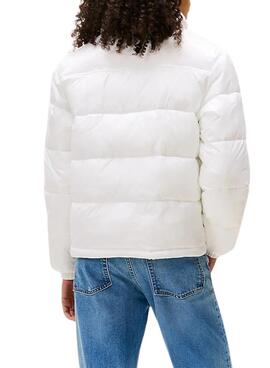 Gepolsterte Jacke Tommy Jeans Hidden Hood in Weiß für Damen.