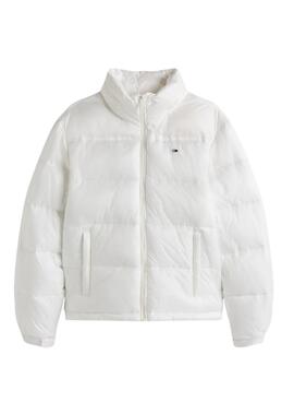 Gepolsterte Jacke Tommy Jeans Hidden Hood in Weiß für Damen.