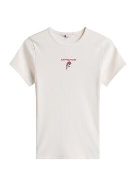 T-Shirt Tommy Jeans Rose weiß für Damen