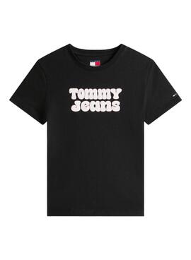 T-Shirt Tommy Jeans Essential Logo in Schwarz für Damen